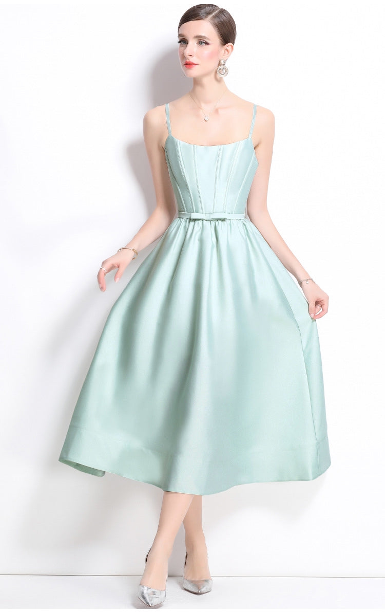Mint Elegance Satin Midi Dress - 904961972192_MINTGREEN