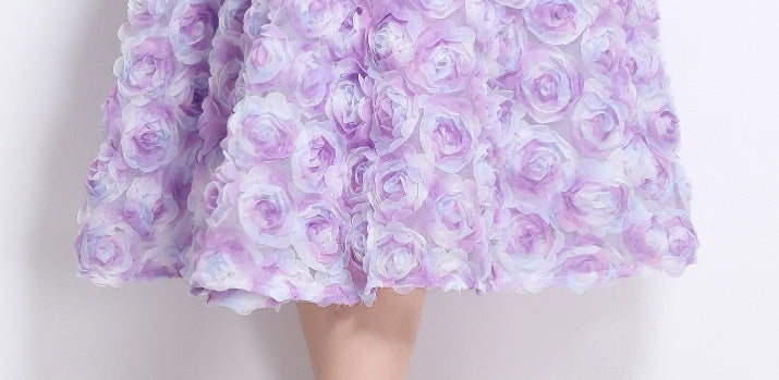 Lavender Bloom Rosette Midi Dress - 914919756771_PURPLE