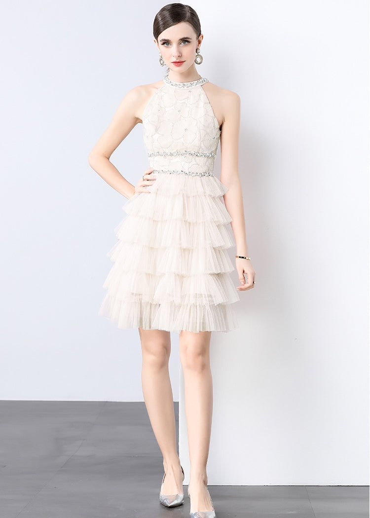 Ivory Elegance Tiered Tulle Dress