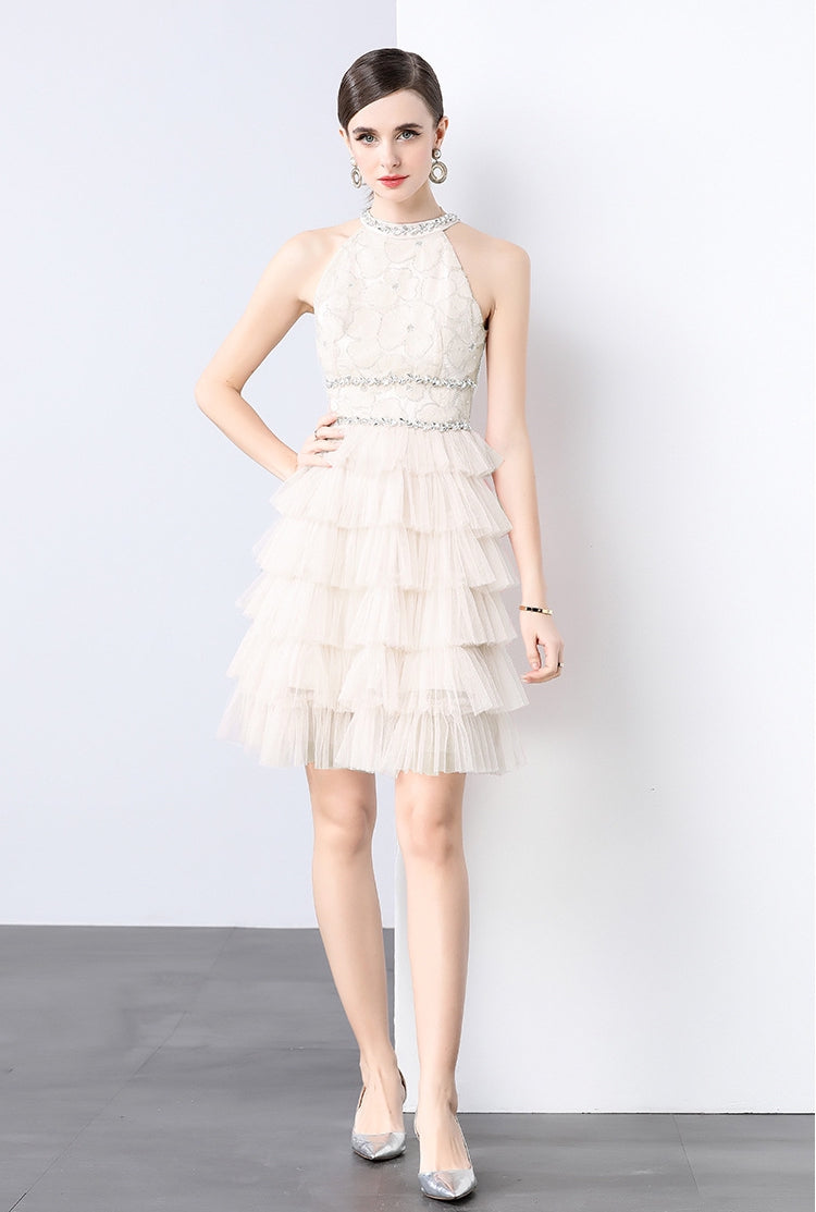 Ivory Elegance Tiered Tulle Dress