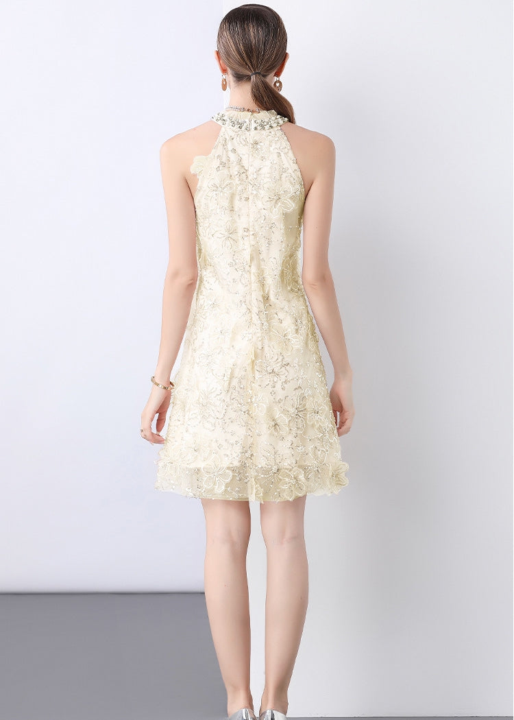 Elegant Pearl Embellished Lace Cocktail Dress