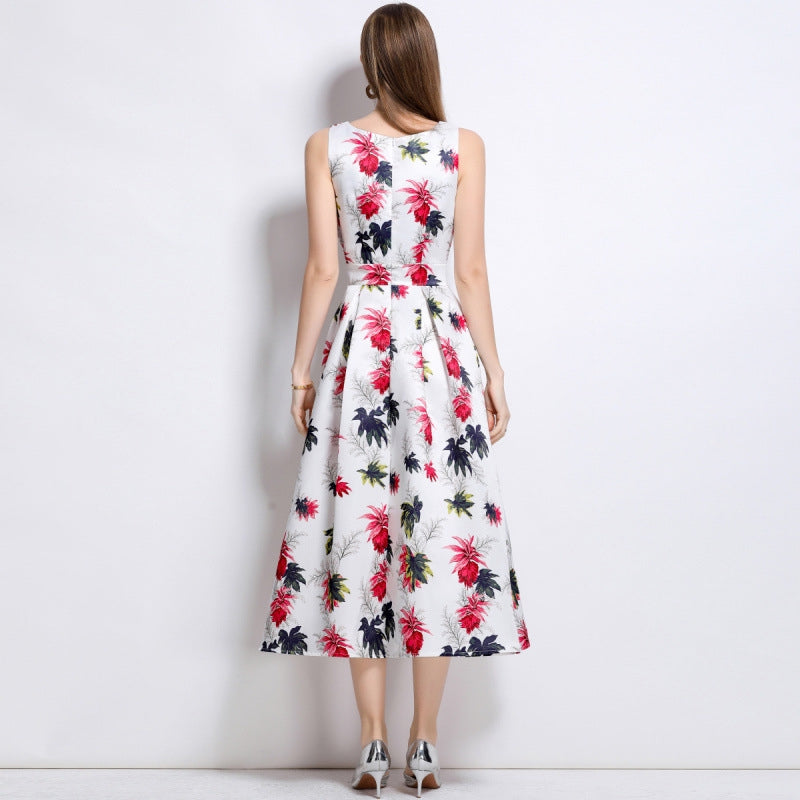 Crimson Petal Grace Midi Dress