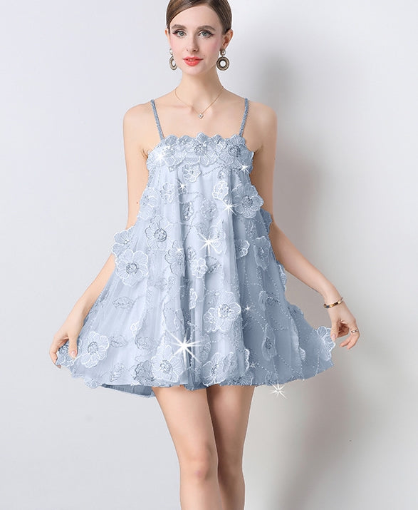 Bluebell Bloom Spaghetti Strap Mini Dress - 903574425019_BLUE