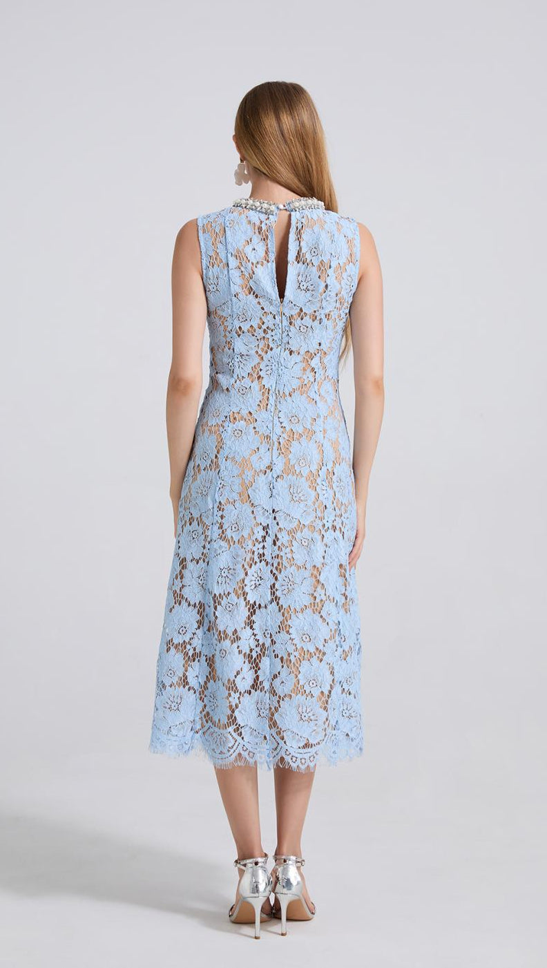 Serene Azure Lace Midi - 915910428490_BLUE