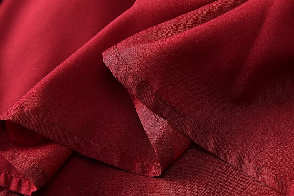 Elegant Wine Red Lace Maxi Dress