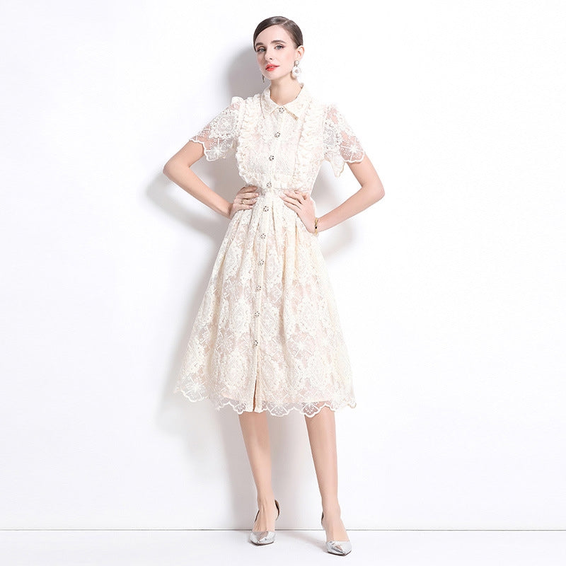 Elegant Vintage Lace Midi Dress