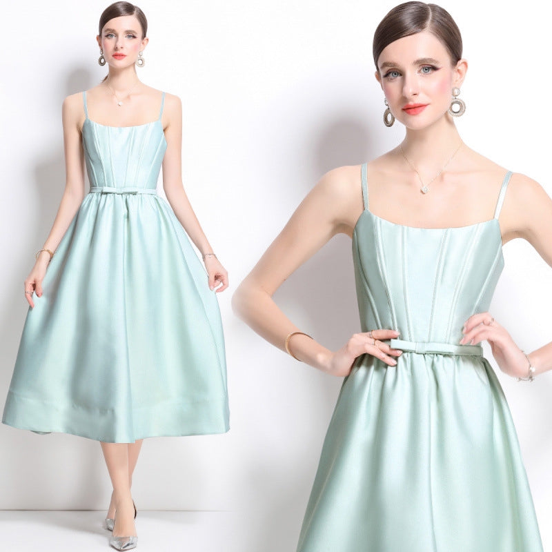 Mint Elegance Satin Midi Dress - 904961972192_MINTGREEN