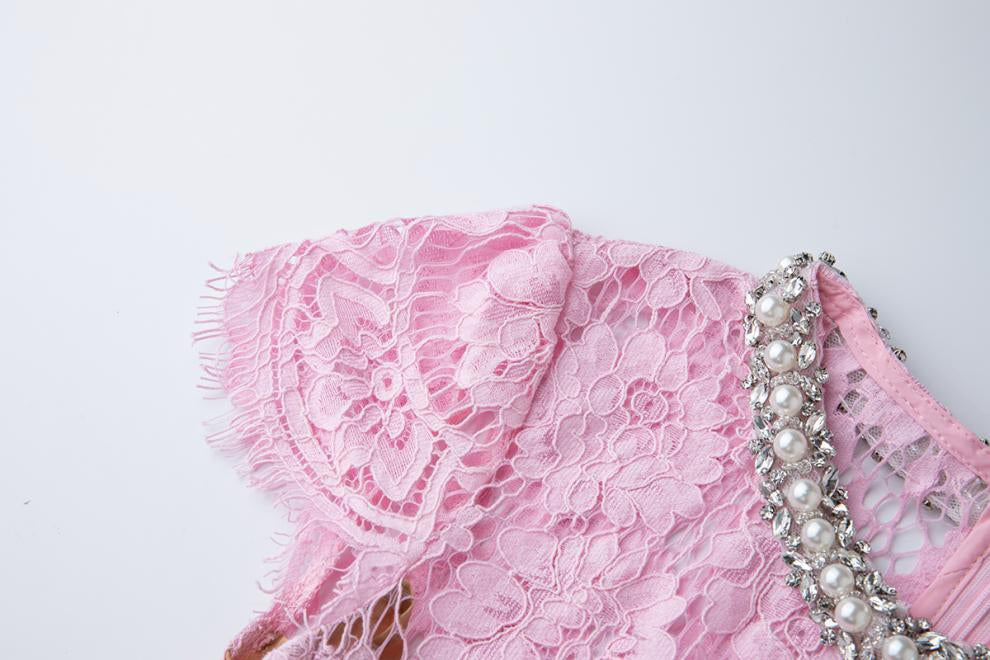 Blush Belle Embellished Lace Maxi Dress