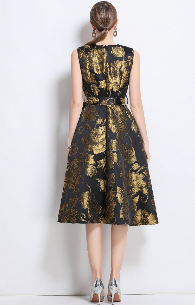 Gilded Bloom Cocktail Dress - 904078506401_GOLD