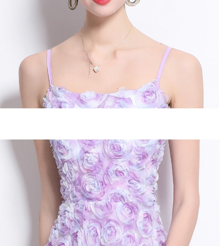 Lavender Bloom Rosette Midi Dress - 914919756771_PURPLE