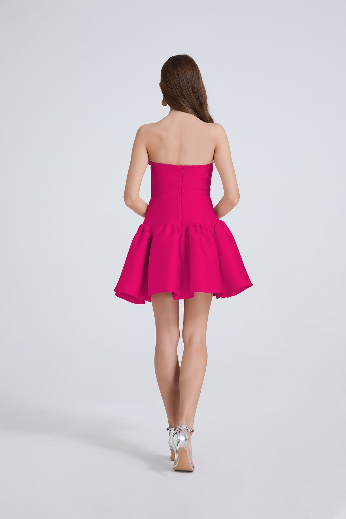 Bold Fuchsia Satin Strapless Mini Dress