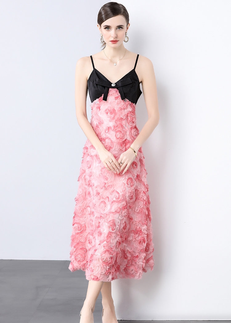 Elegant 3D Floral Midi Dress