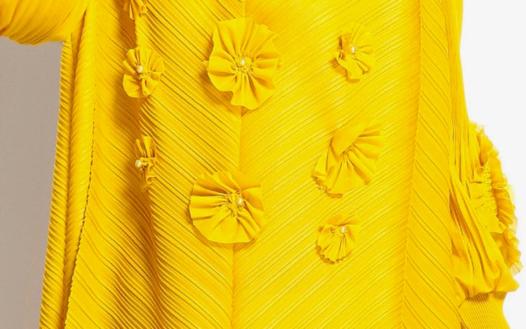 Radiant Yellow Floral Appliqué Dress