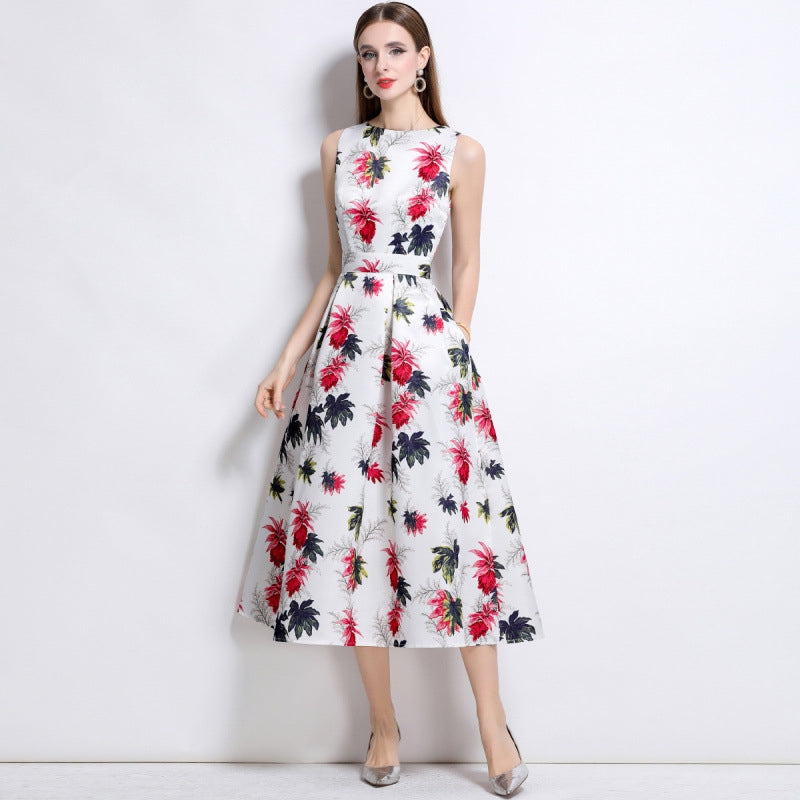 Crimson Petal Grace Midi Dress