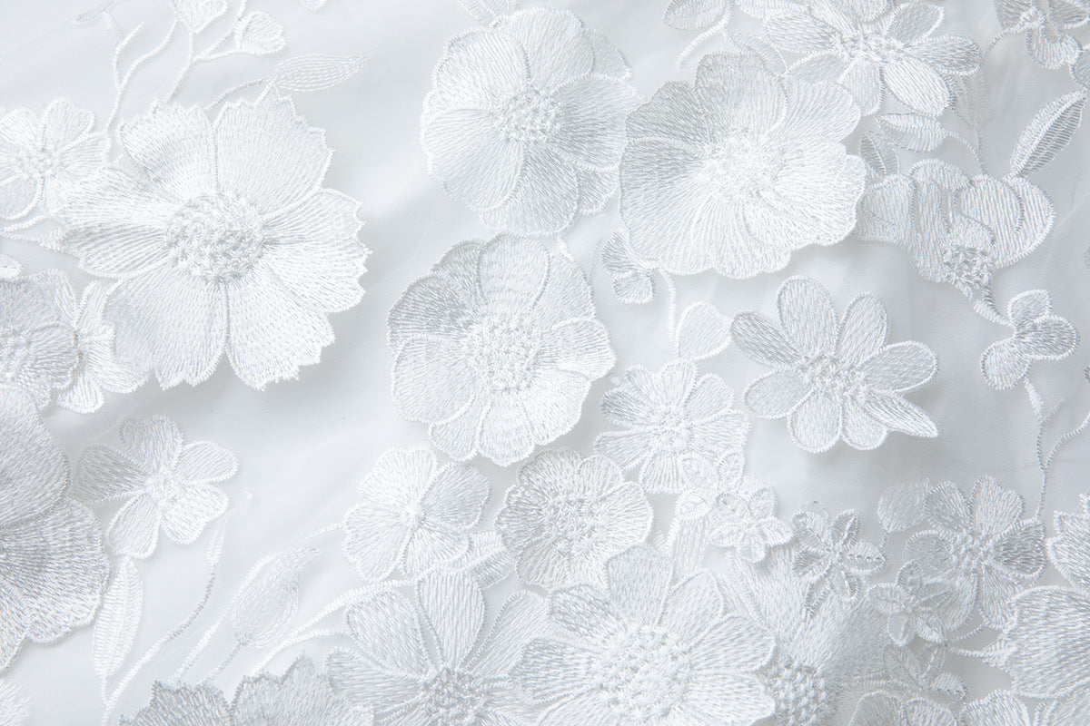 White 3D Floral Lace Dress