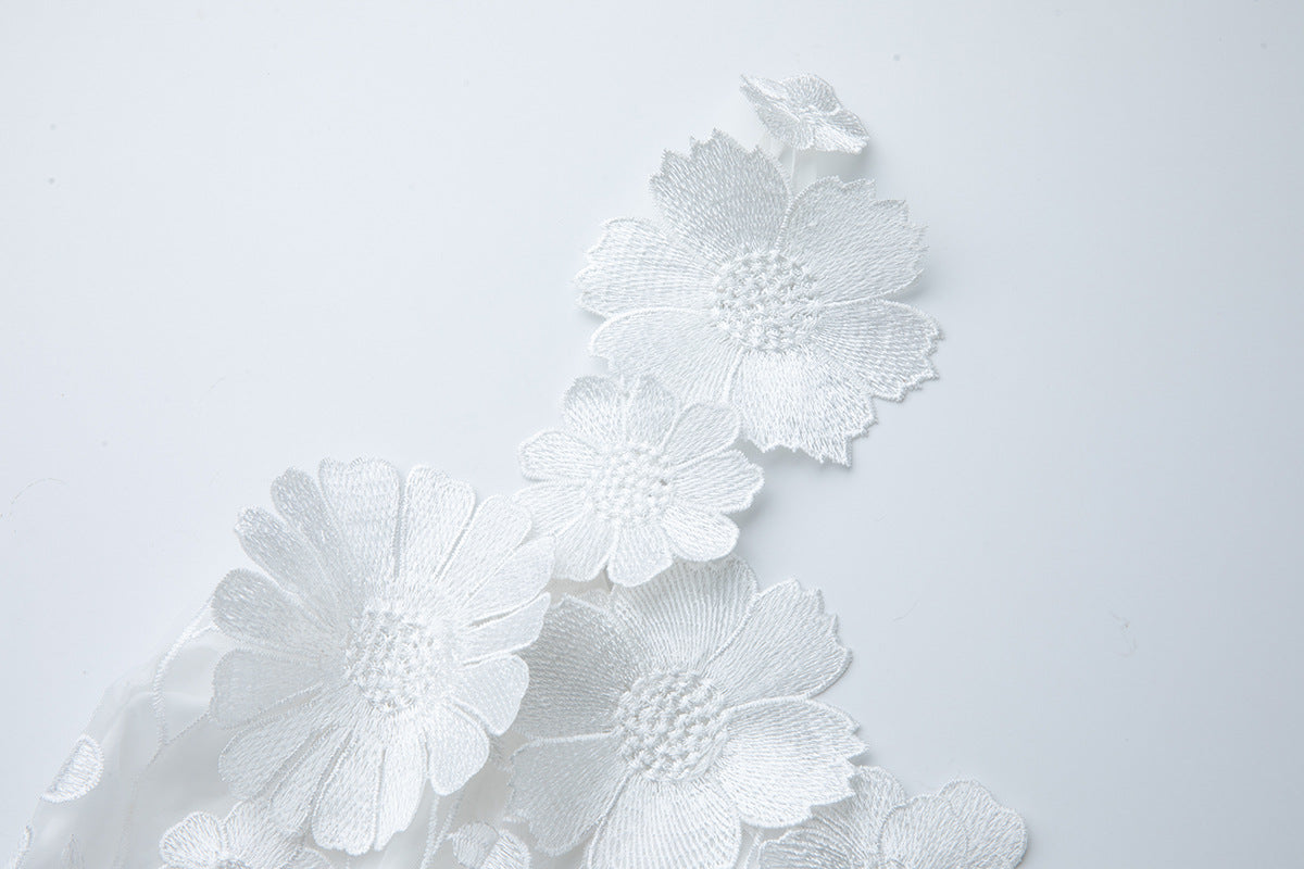 White 3D Floral Lace Dress