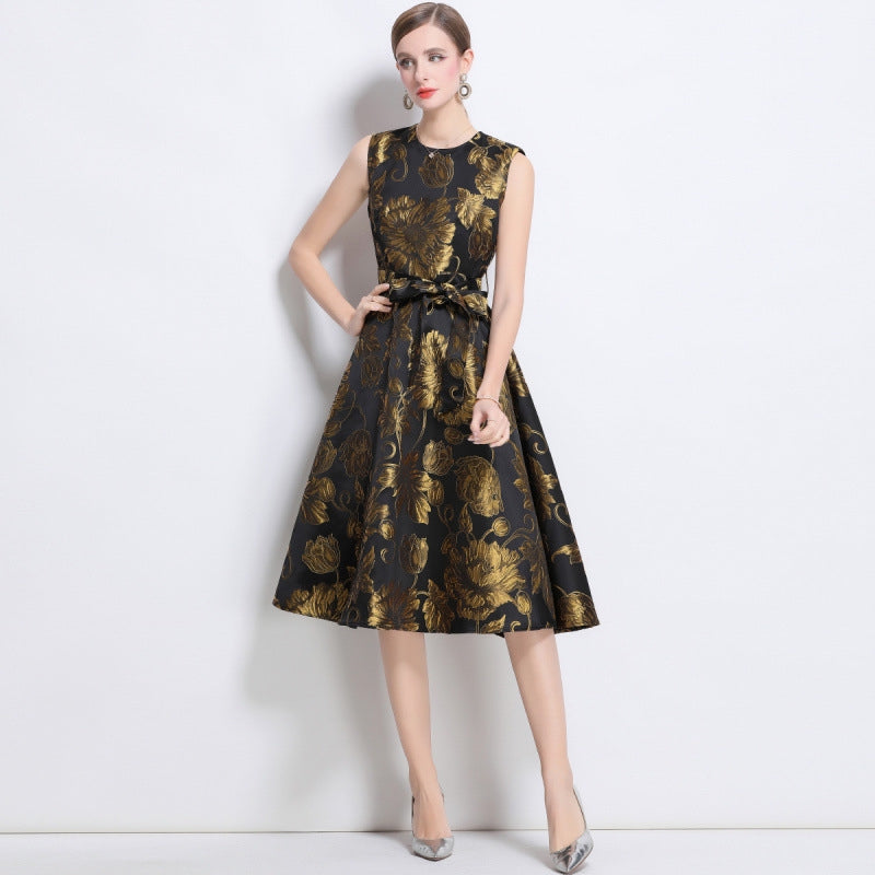 Gilded Bloom Cocktail Dress - 904078506401_GOLD