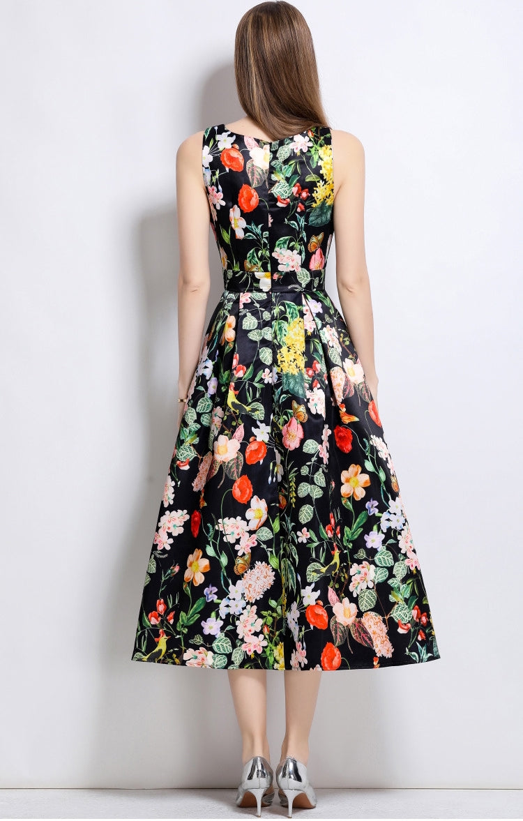Midnight Garden Floral Midi Dress