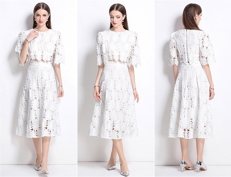 Floral Lace Two-Piece Midi Set -906455894976_WHITE
