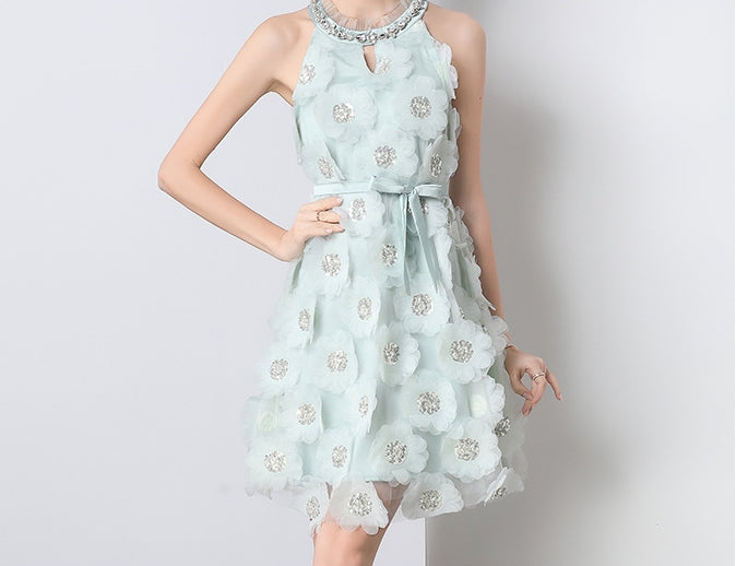 Blossom Charm Sleeveless A-Line Dress