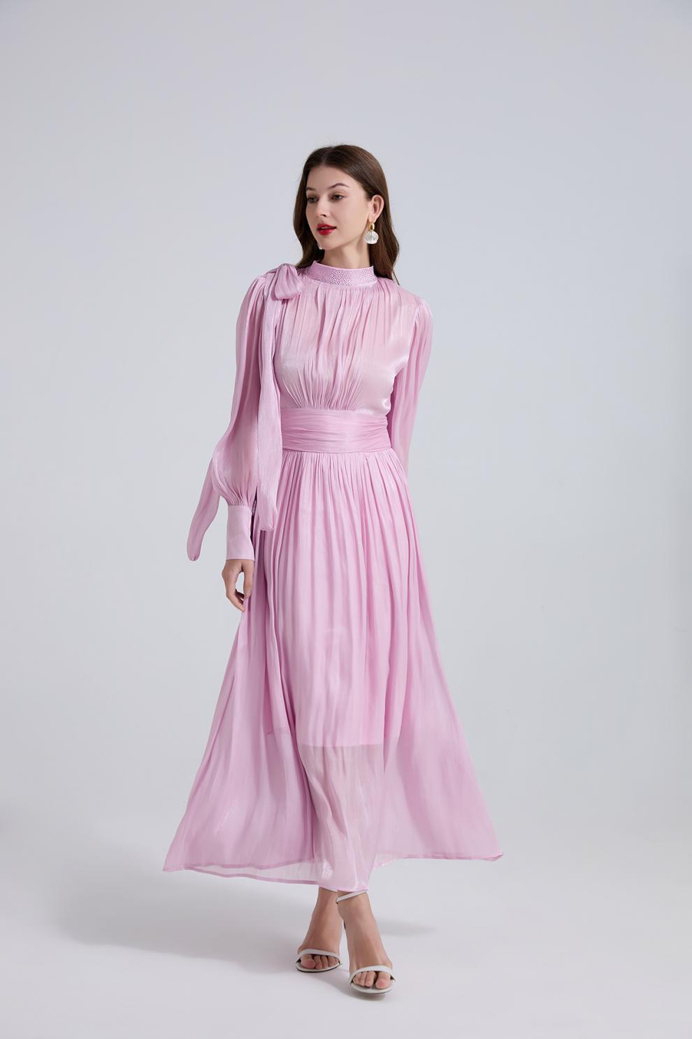 Royal Radiance Pleated Satin Dressy - 905557854806_PINK