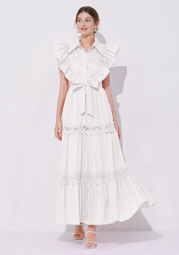 Grace Ruffle Embroidered Maxi Dress