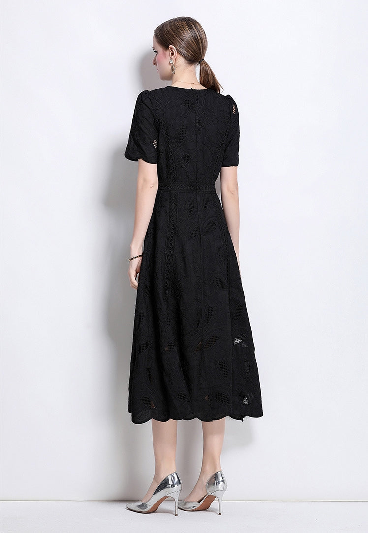Midnight Grace Embroidered Midi Dress