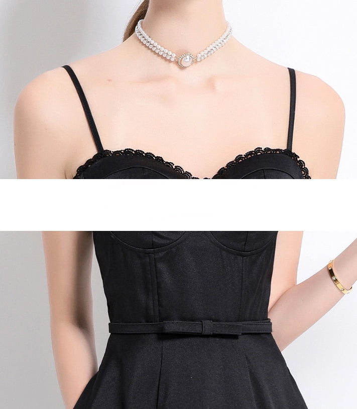 Black Vintage Sweetheart Midi Dress