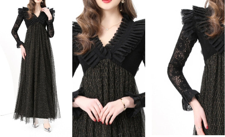 Midnight Elegance Lace Gown