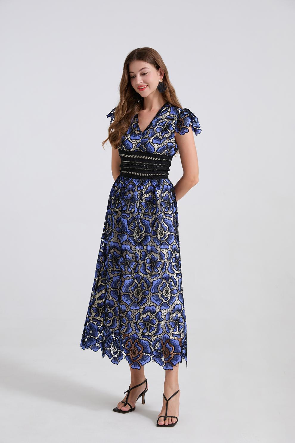 Sapphire Bloom Maxi Dress - 915238273958_BLUE