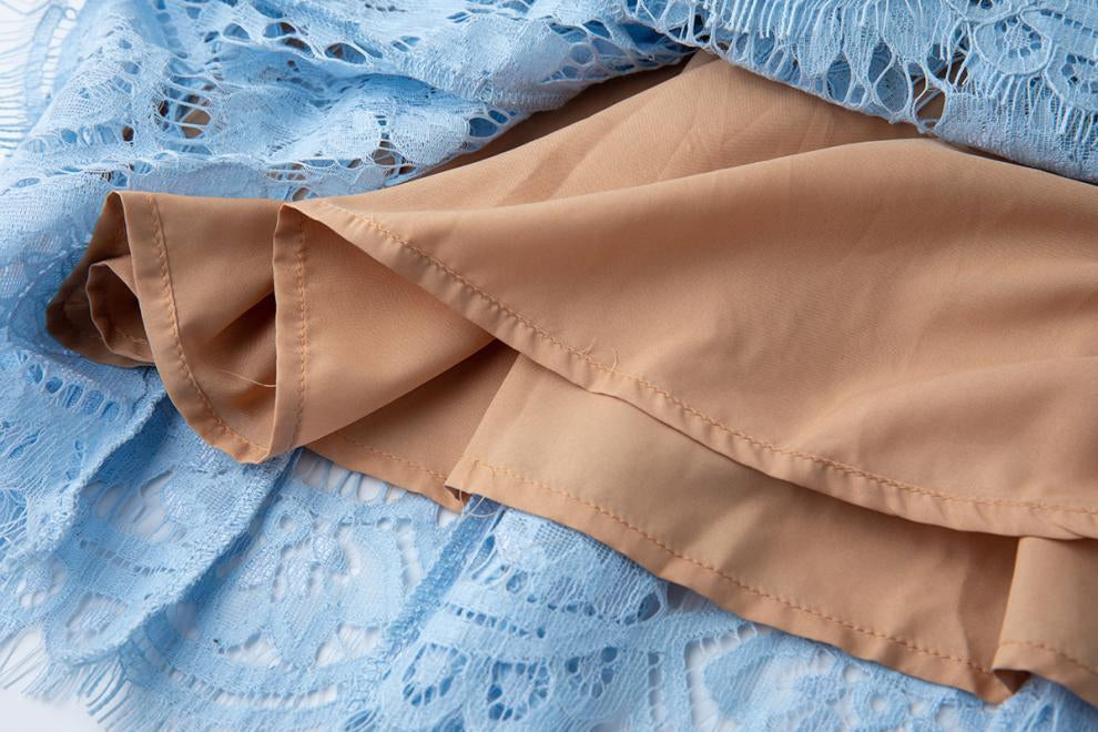 Serene Azure Lace Midi - 915910428490_BLUE