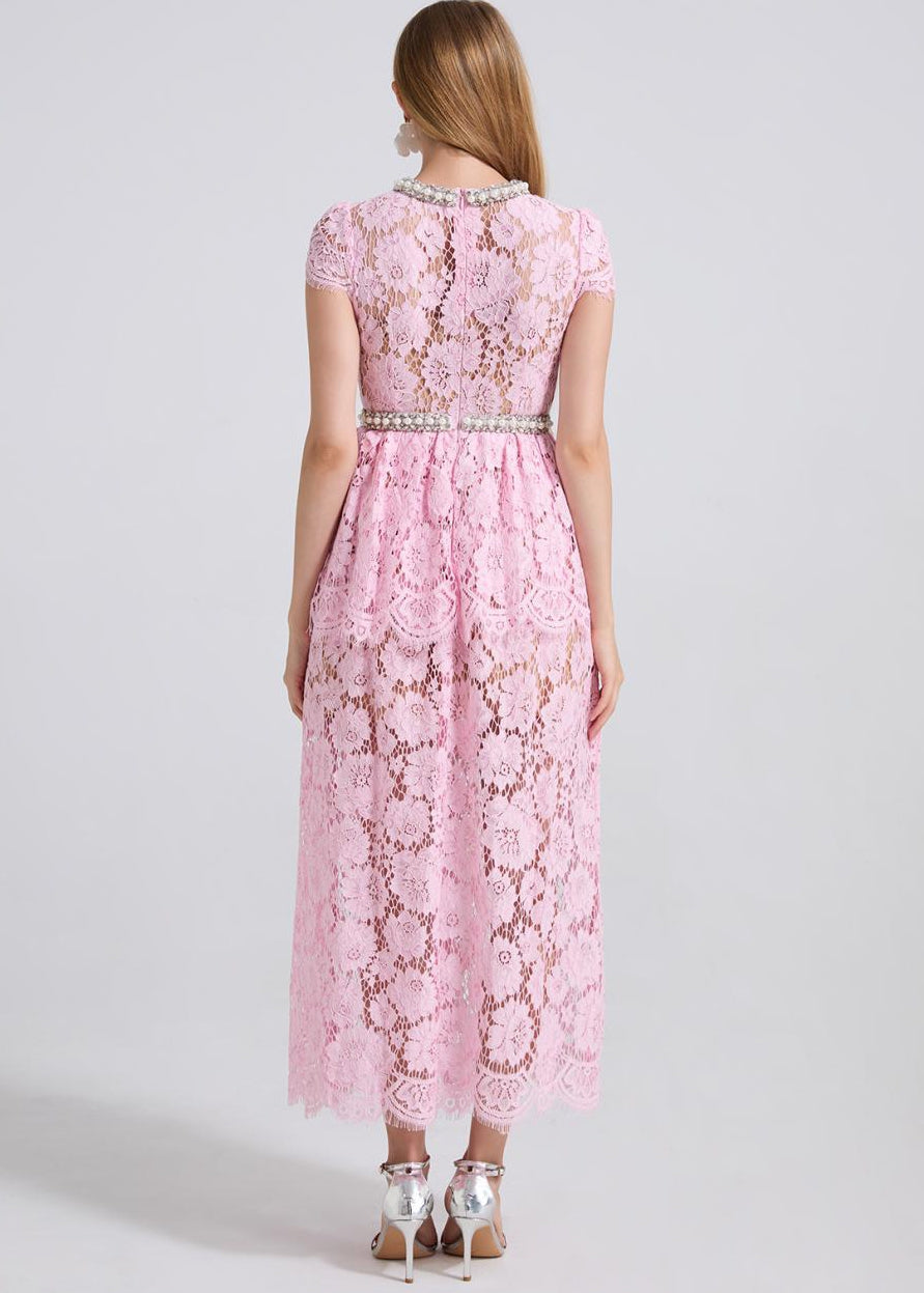 Blush Belle Embellished Lace Maxi Dress