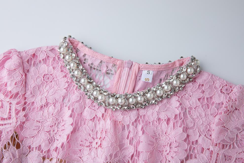 Blush Belle Embellished Lace Maxi Dress