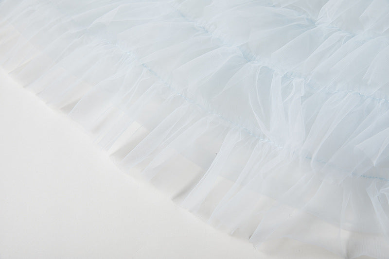 Ethereal Blue Ruffled Tulle Gown