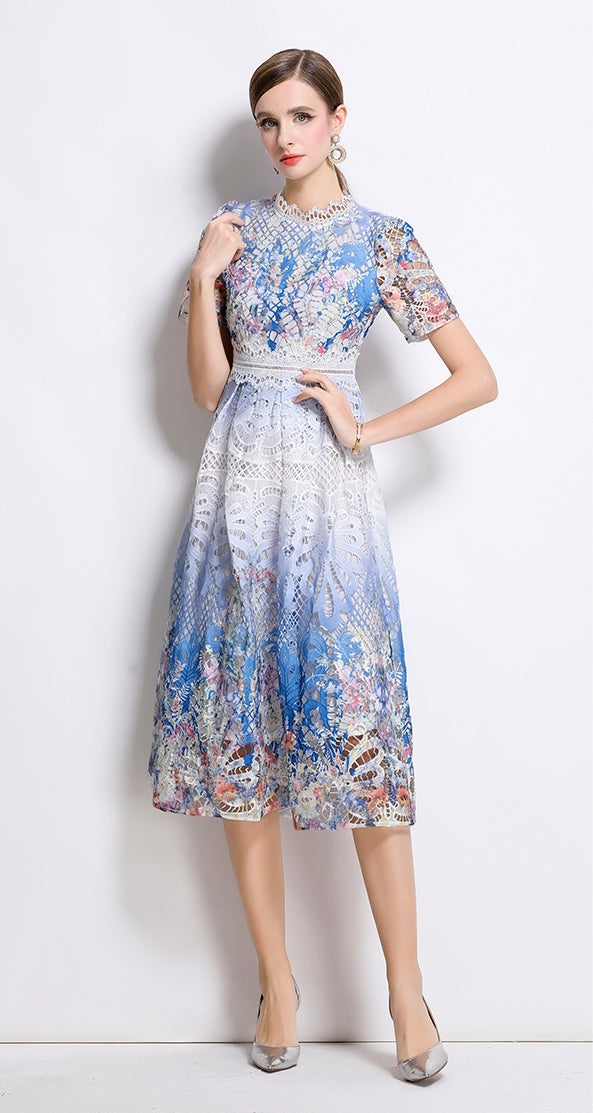 Elysian Bloom Lace Midi Dress