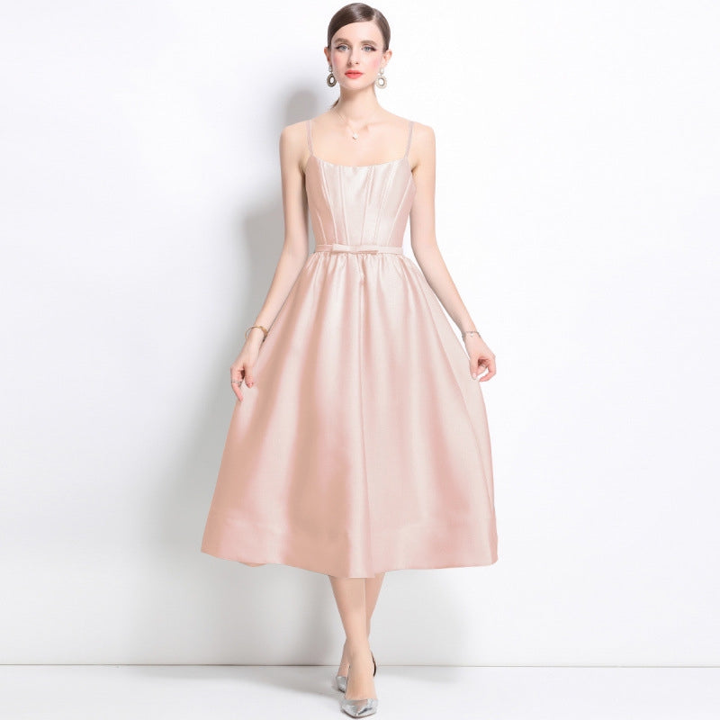 Blush Whisper Satin Midi Dress - 904961972192_PINK