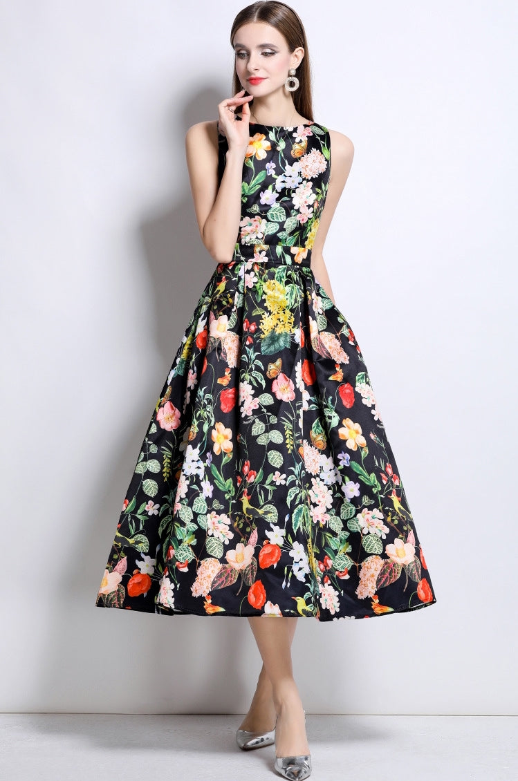Midnight Garden Floral Midi Dress