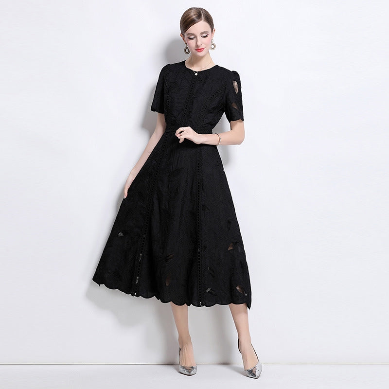 Midnight Grace Embroidered Midi Dress