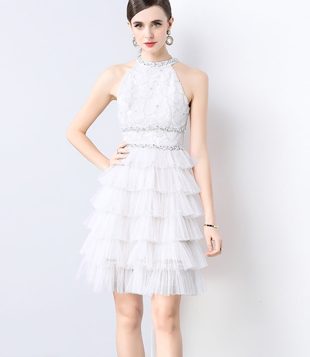 Crystal Frost Tiered Tulle Party Dress