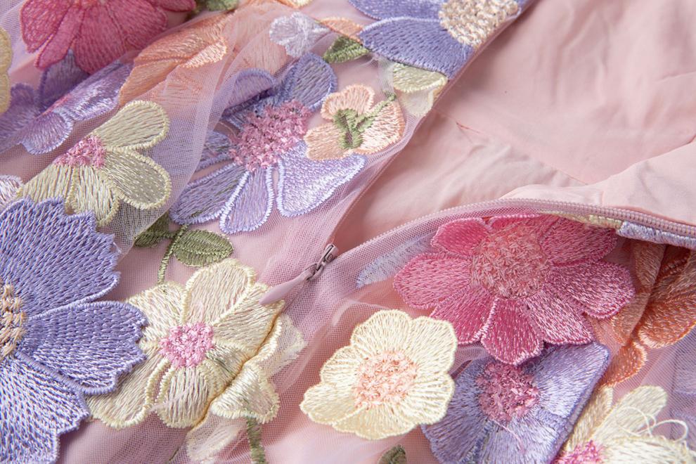 Petal Whisper Strapless Embroidered Dress - 912071976607_PINK