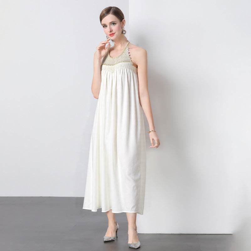 Pearl Drop Pleated Dress