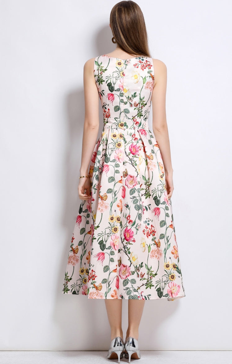 Bloom Elegance Floral Midi Dress