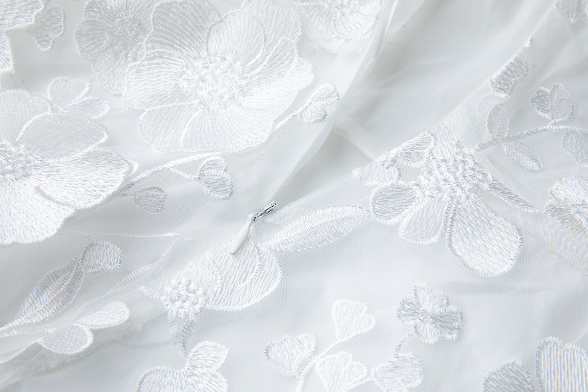 White 3D Floral Lace Dress