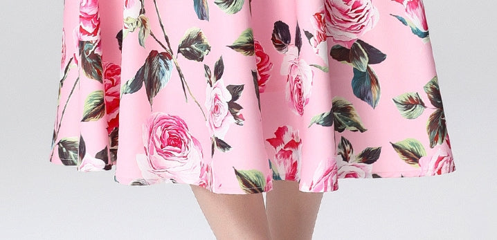 Pink Floral Midi Skirt Two Piece Set