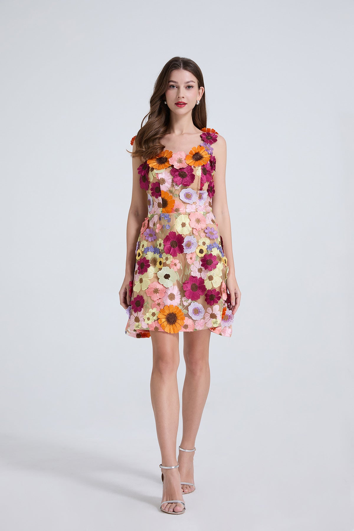 Floral Embroidered A-Line Dress