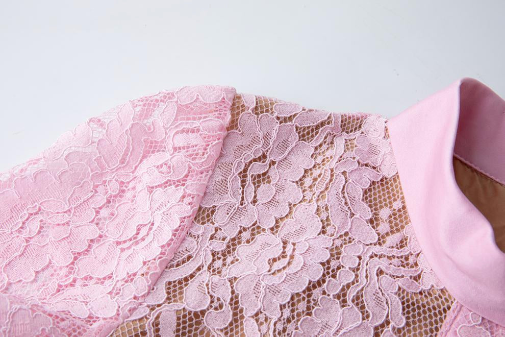 Blush Charm Lace Belted Dress