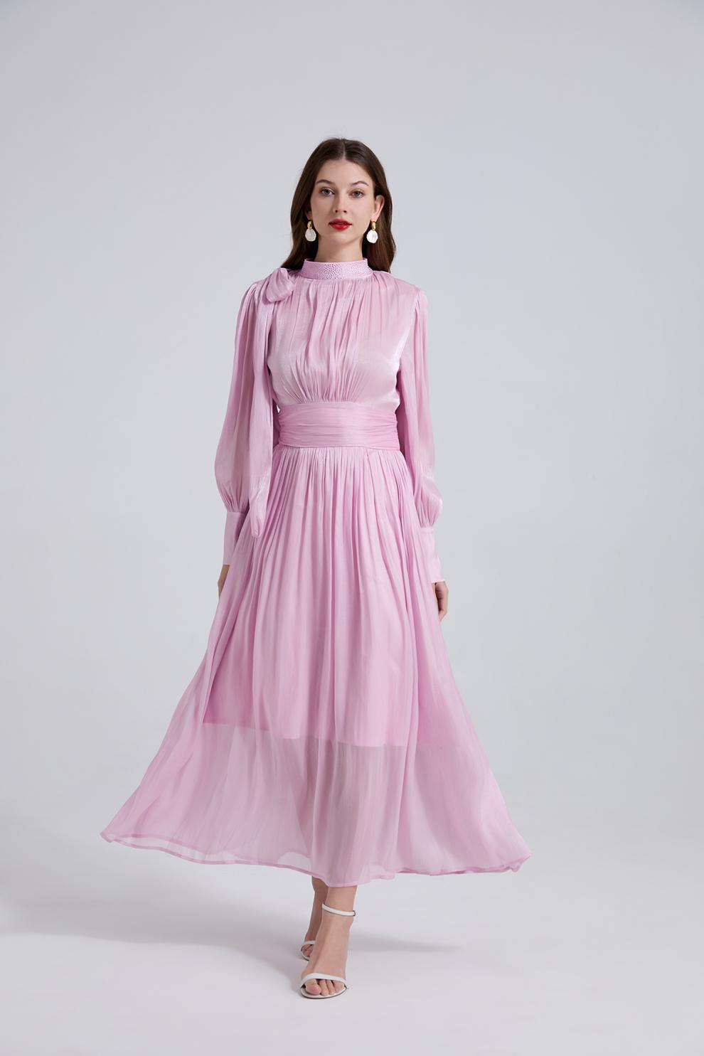 Royal Radiance Pleated Satin Dressy - 905557854806_PINK