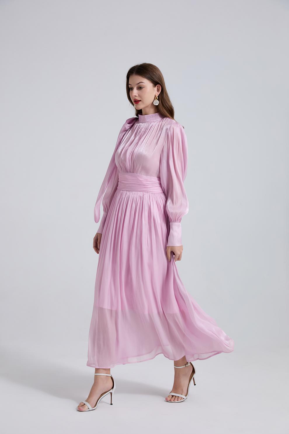Royal Radiance Pleated Satin Dressy - 905557854806_PINK