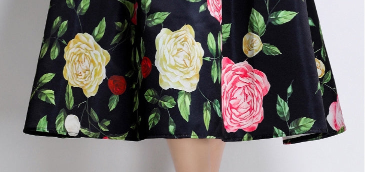 Noir Rose Elegance Midi Dress