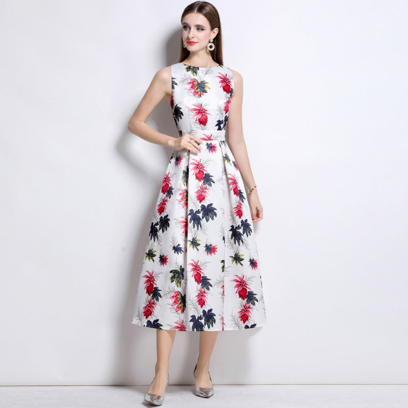 Crimson Petal Grace Midi Dress